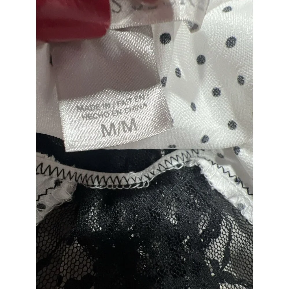 Vtg VICTORIA’S SECRET White Polka Dot  Satin Babydoll Cami Top Fairy Y2k 2000s M - Picture 11 of 12